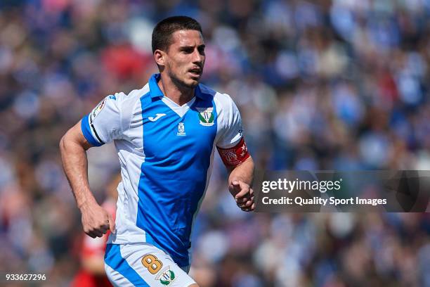 Gabriel Pires of Leganes in action during the La Liga match between Leganes and Sevilla at Estadio Municipal de Butarque on March 18, 2018 in...