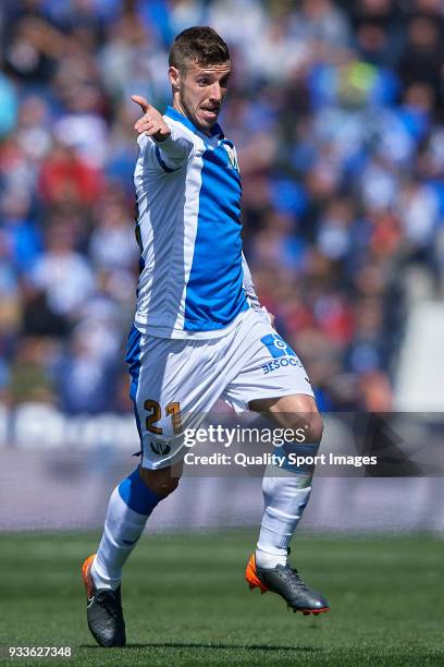 Ruben Perez of Leganes in action during the La Liga match between Leganes and Sevilla at Estadio Municipal de Butarque on March 18, 2018 in Leganes,...