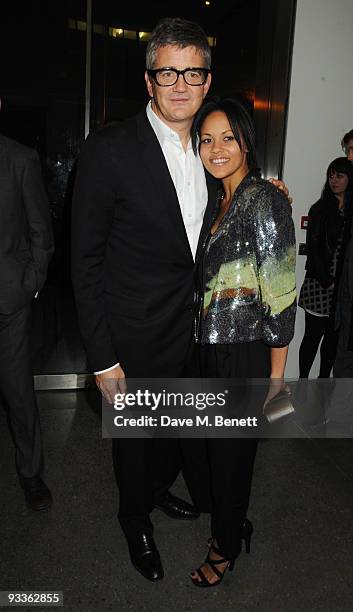 Jay Jopling and partner attend the private view of Damien Hirst's latest exhibition 'Nothing Matters', at the White Cube Gallery on November 24, 2009...