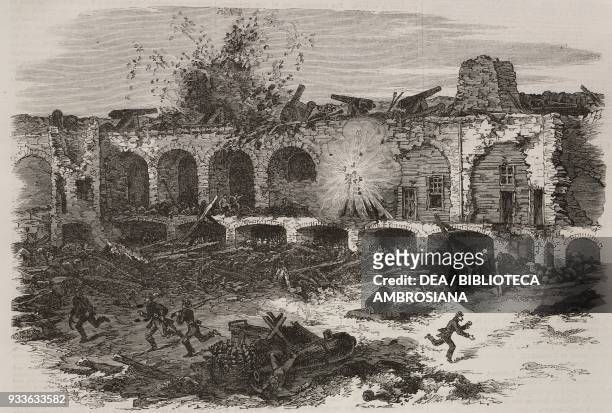 The interior of Fort Sumter, Charleston, after the bombardment by the Federal artillery, United States of America, American Civil War, illustration...