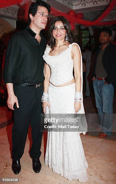 Socialite Queenie with a guest at a pre-wedding bash thrown by socialite Ramona Garware for Eesha Kopikkar and Timmy Narang in Mumbai on Saturday,...