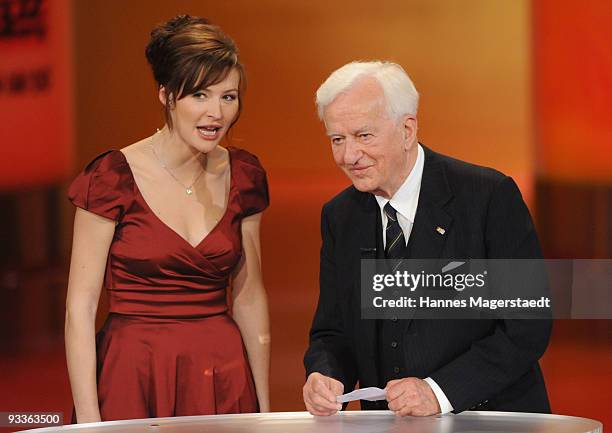 Katrin Bauerfeind and Richard Freiherr von Weizsaecker during the annual Corine awards at the Prinzregenten Theatre on November 24, 2009 in Munich,...
