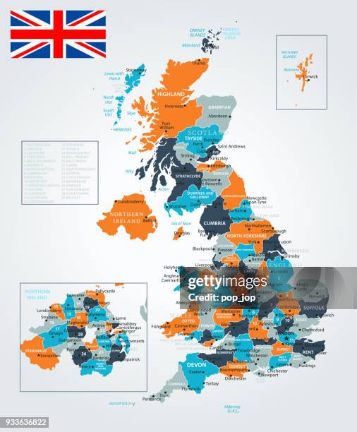 13 - vereinigtes königreich - blau-orange 10 - northern ireland stock-grafiken, -clipart, -cartoons und -symbole