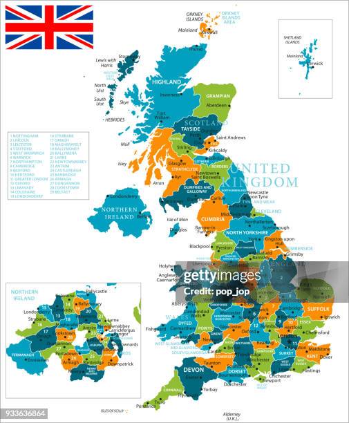Detailed Political And Administrative Map Of United Kingdom With Cities