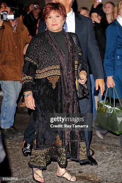 Actress Carrie Fisher visits the "Late Show With David Letterman" at the Ed Sullivan Theater on November 24, 2009 in New York City.