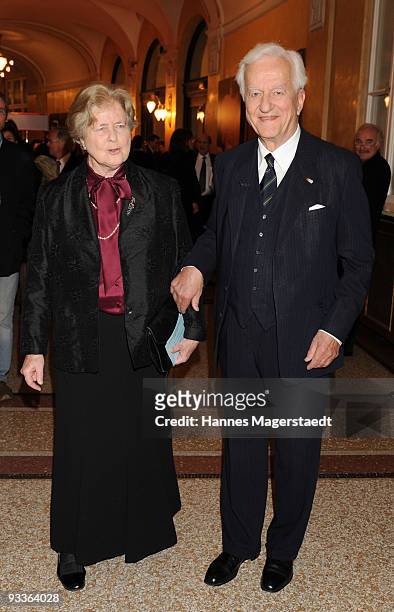 Richard Freiherr von Weizsaecker and his wife Marianne during the annual Corine awards at the Prinzregenten Theatre on November 24, 2009 in Munich,...
