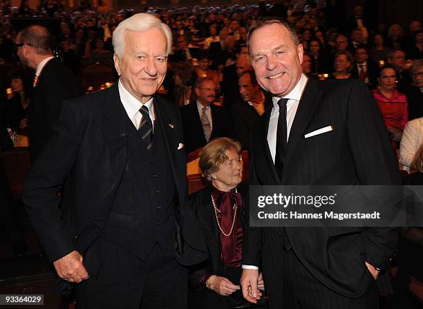 Richard Freiherr von Weizsaecker and Wolfgang Heubisch during the annual Corine awards at the Prinzregenten Theatre on November 24, 2009 in Munich,...