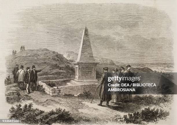 Monument at the salient of the Redan, Crimea, illustration from the magazine The Illustrated London News, volume LIV, June 12, 1869.