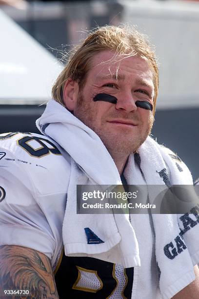 Jeremy Shockey of the New Orleans Saints during a NFL game against the Tampa Bay Buccaneers on November 22, 2009 at Raymond James Stadium in Tampa,...