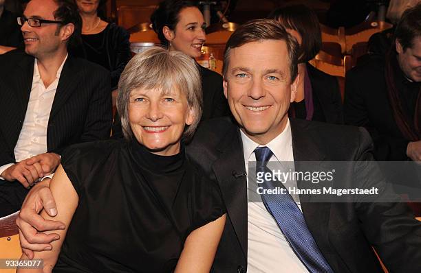 Claus Kleber and his wife Renate attend the Corine Award 2009 at the Prinzregententheater on November 24, 2009 in Munich, Germany. The Corine Awards...