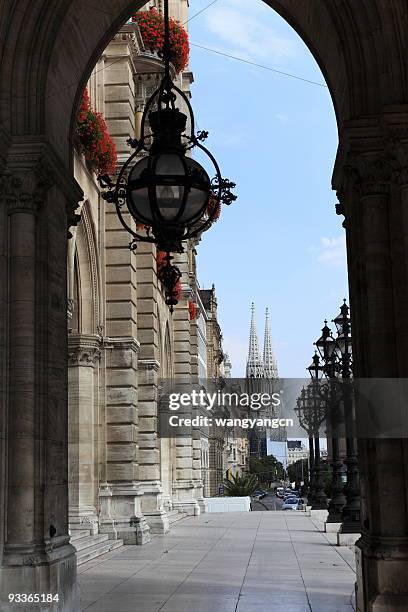 votivkirche, viena - ayuntamiento de viena fotografías e imágenes de stock