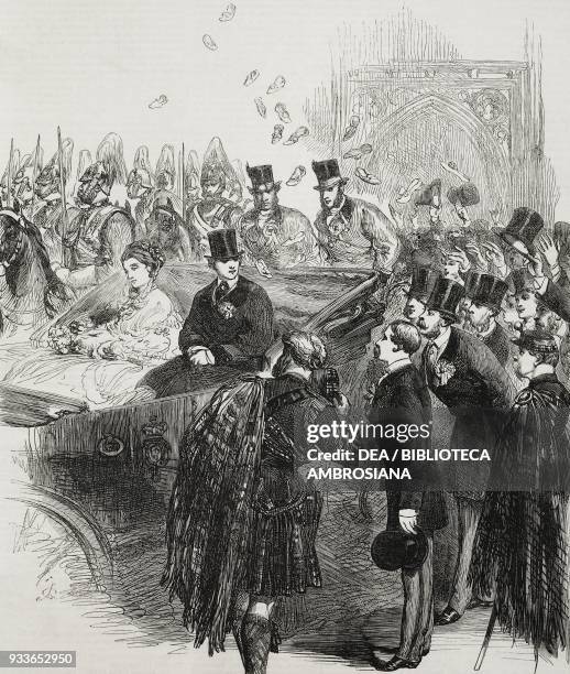 Marriage of Princess Louise , the sixth child of Queen Victoria and Prince Albert, and John Campbell , Marquess of Lorne, the bride and groom on...