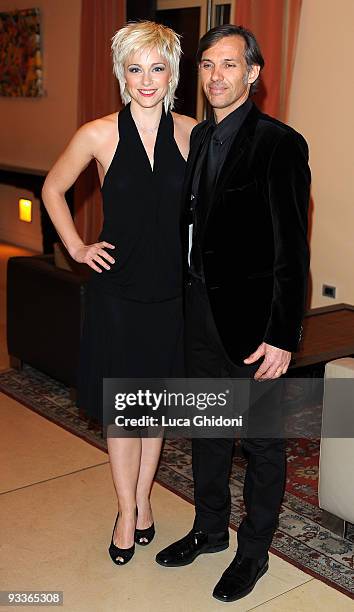 Paul Belmondo and Delphine Depardieu attend the press conference for the launch of Rendez-Vous France Italia magazine on November 24, 2009 in Milan,...