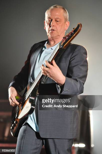 Horace Panter of The Specials performs on stage at Hammersmith Apollo on November 24, 2009 in London, England.