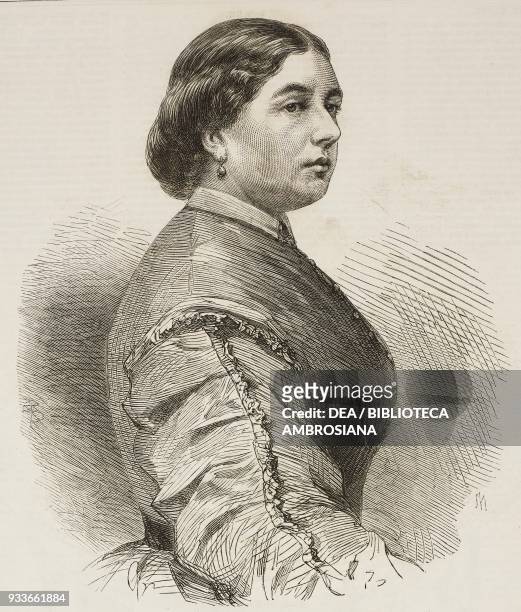 Portrait of Princess Mary Adelaide of Cambridge , illustration from the magazine The Illustrated London News, volume XLVIII, June 16, 1866.