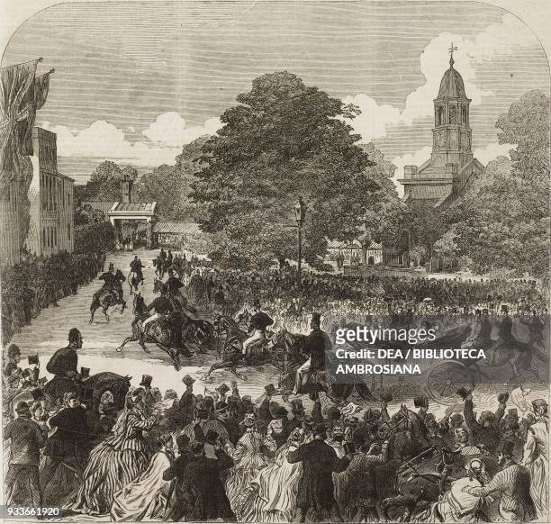 Arrival of Queen Victoria at Kew, the marriage of the Princess Mary Adelaide of Cambridge and Prince Francis, Duke of Teck, 12 June 1866, United...
