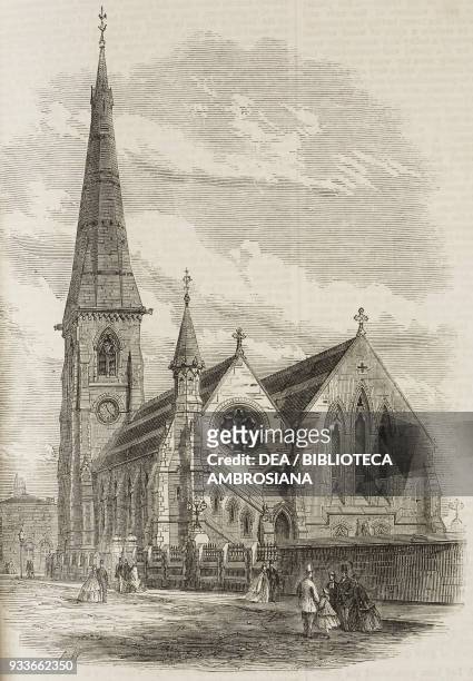 St Luke's church, Chorlton-on-Medlock, Manchester, United Kingdom, illustration from the magazine The Illustrated London News, volume XLVIII,...