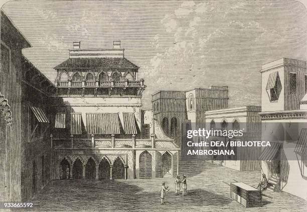 View of Chitrakoot Dham , India, illustration from the magazine The Illustrated London News, volume XLVIII, March 24, 1866.