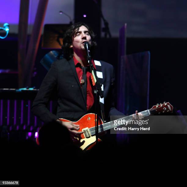 Gary Lightbody of Snow Patrol performs on stage at Royal Albert Hall on November 24, 2009 in London, England.