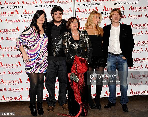 Concha Velasco and her sons Cecilia , Paco and Manuel attend Concha Velasco 70th birthday party, at Alegoria Club on November 24, 2009 in Madrid,...