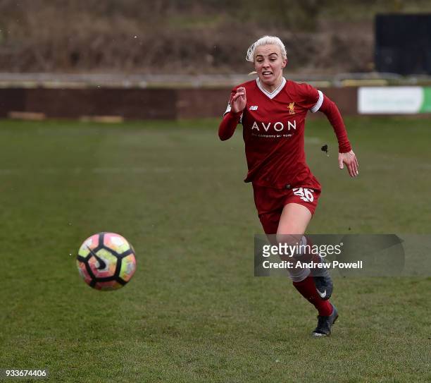 Ashley Hodson of Liverpool Ladies during the SSE Women's FA Cup Quarter Final match between Liverpool Ladies and Chelsea Ladies at Prescot Cables on...