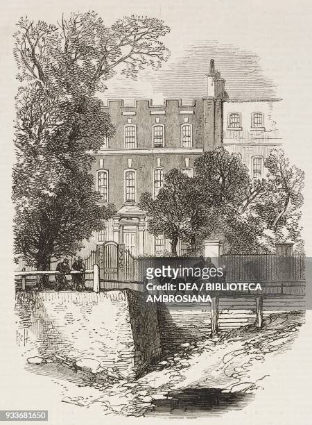 The house of Daniel Maclise, in Cheyne Walk, Chelsea, United Kingdom, illustration from the magazine The Illustrated London News, volume LVI, May 7,...
