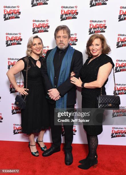 Chelsea Hamill, Mark Hamill and Marilou York attend the Rakuten TV EMPIRE Awards 2018 at The Roundhouse on March 18, 2018 in London, England.