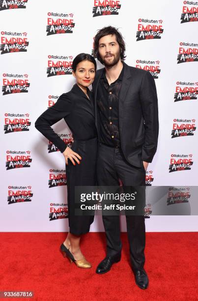 Actors Dina Mousawi and Jim Sturgess attend the Rakuten TV EMPIRE Awards 2018 at The Roundhouse on March 18, 2018 in London, England.
