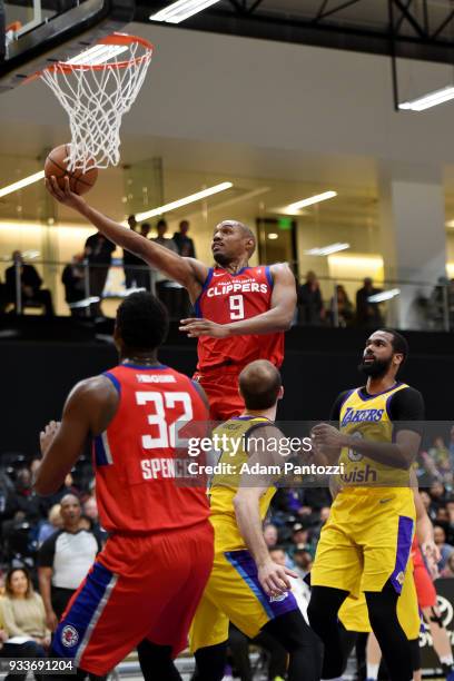 Williams of the Agua Caliente Clippers shoots the ball against the South Bay Lakers during an NBA G-League game on March 15, 2018 at UCLA Heath...