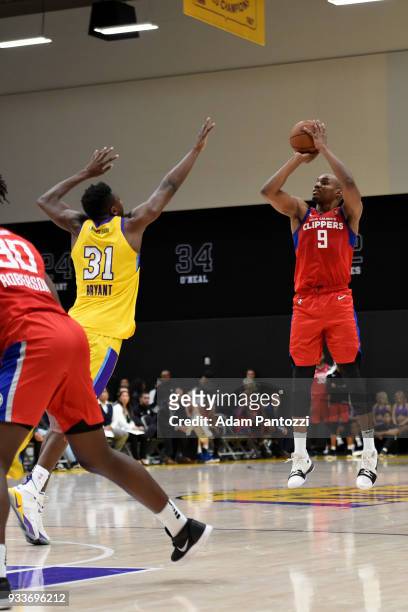 Williams of the Agua Caliente Clippers shoots the ball against the South Bay Lakers during an NBA G-League game on March 15, 2018 at UCLA Heath...