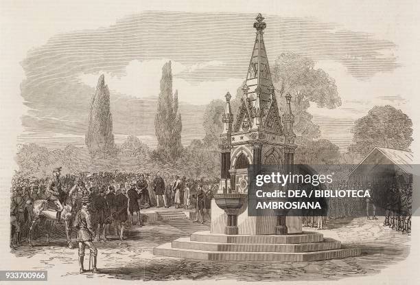 Princess Mary of Teck inaugurating a drinking fountain in Regent's Park, London, United Kingdom, illustration from the magazine The Illustrated...