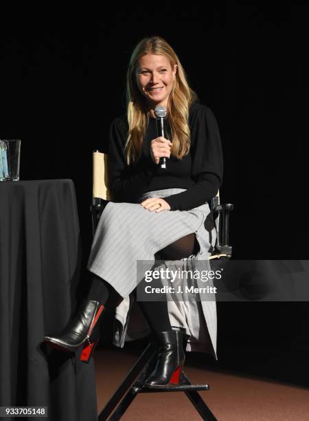 Actress Gwyneth Paltrow attends the 2018 Sun Valley Film Festival - Coffee Talk with Gwyneth Paltrow on March 18, 2018 in Sun Valley, Idaho.