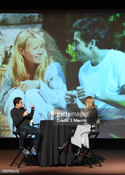 Actress Gwyneth Paltrow and moderator Dave Karger attend the 2018 Sun Valley Film Festival - Coffee Talk with Gwyneth Paltrow on March 18, 2018 in...