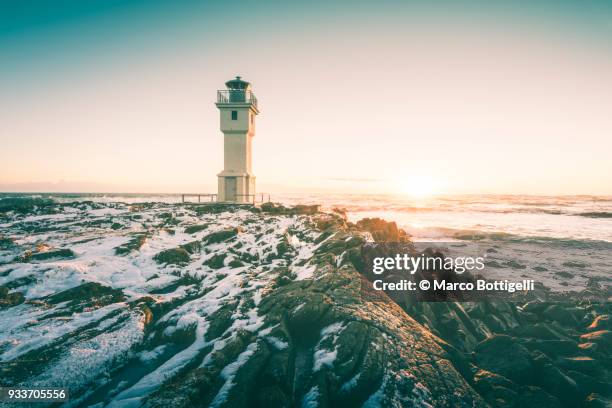 akranes lighthouse, vesturland, iceland. - akranes bildbanksfoton och bilder