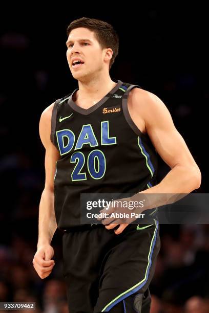 Doug McDermott of the Dallas Mavericks looks down the court in the second quarter against the New York Knicks during their game at Madison Square...