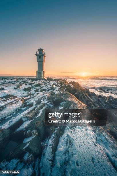 akranes lighthouse, vesturland, iceland. - akranes bildbanksfoton och bilder