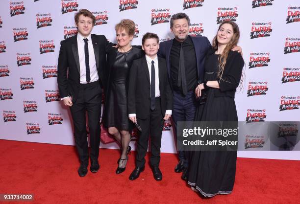 Actor Andy Serkis , his wife Lorraine Ashbourne and their children Sonny Serkis , Louis Serkis and Ruby Serkis attend the Rakuten TV EMPIRE Awards...