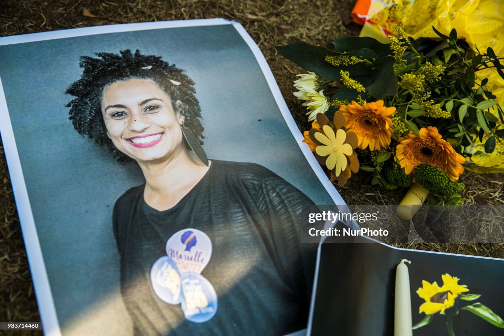 Protest against the killing of Rio's councilwoman Marielle Franco in Berlin