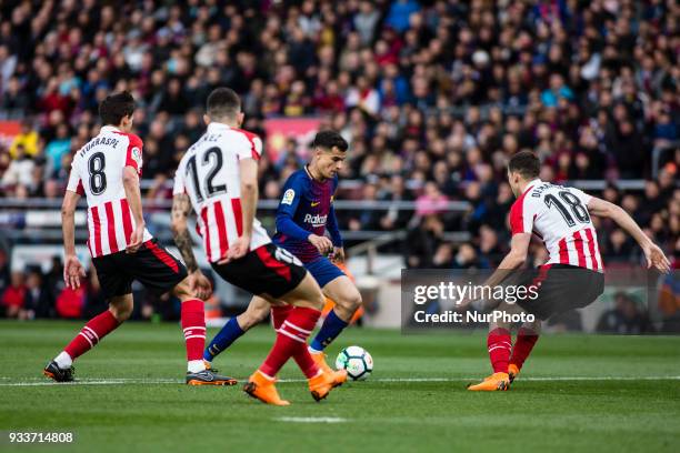 Phillip Couthino from Brasil of FC Barcelona during La Liga match between FC Barcelona v Atletic de Bilbao at Camp Nou Stadium in Barcelona on 18 of...