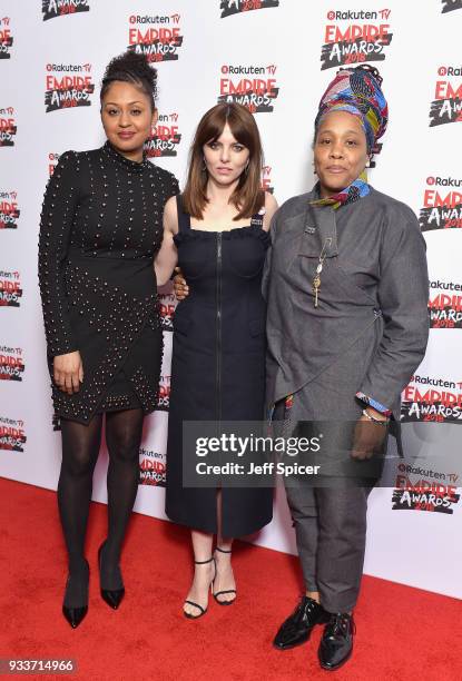 Andrea Simon, Ophelia Lovibond and Marai Larasi attend the Rakuten TV EMPIRE Awards 2018 at The Roundhouse on March 18, 2018 in London, England.