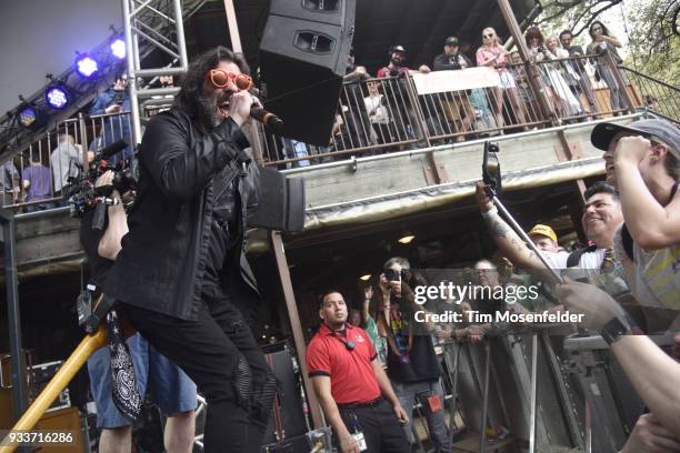 John Cusimano of The Cringe performs during Rachael Ray's Feedback party at Stubb's Bar B Que during the South By Southwest conference and festivals...
