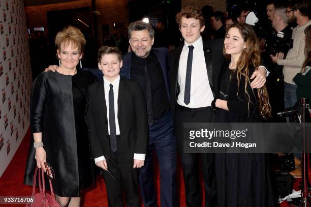 Lorraine Ashbourne, Louis Serkis, Andy Serkis, Sonny Serkis and Ruby Serkis attend the Rakuten TV EMPIRE Awards 2018 at The Roundhouse on March 18,...
