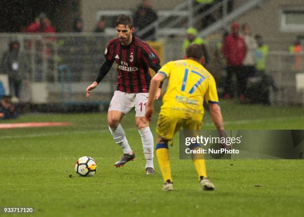 Fabio Borini during Serie A match between Milan v Chievo Verona, in Milan, on March 18, 2018 .