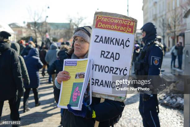 Over a thousand people took part in a anti-fascism demonstration in Warsaw, Poland on March 17, 2018 amidst fears the country is increasingly moving...