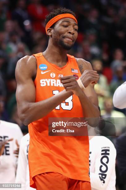 Paschal Chukwu of the Syracuse Orange is introduced prior to facing the Michigan State Spartans in the second round of the 2018 NCAA Men's Basketball...