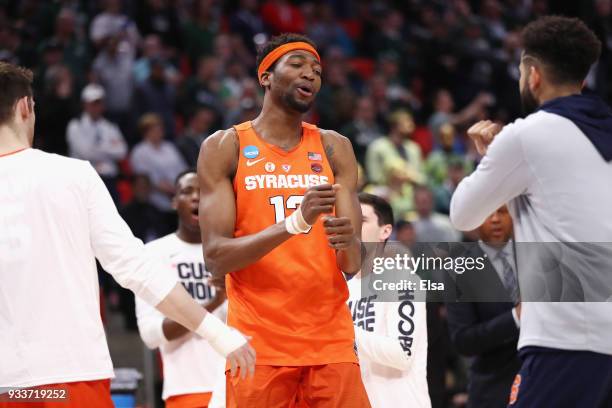 Paschal Chukwu of the Syracuse Orange is introduced prior to facing the Michigan State Spartans in the second round of the 2018 NCAA Men's Basketball...