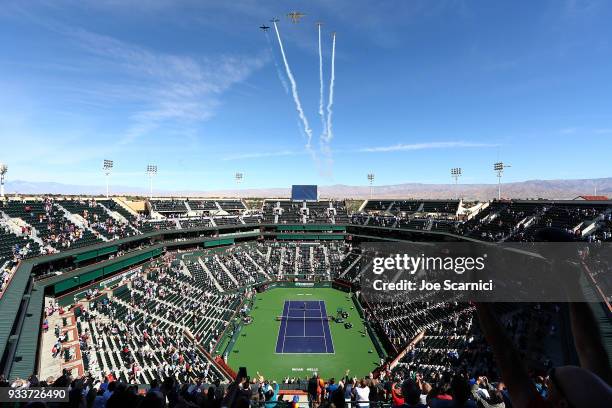 General view of the stadium prior to the women's final at the BNP Paribas Open on March 18, 2018 in Indian Wells, California.