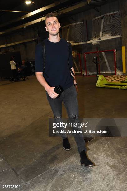 Sam Dekker of the LA Clippers arrives to the arena prior to the game against the Cleveland Cavaliers on March 9, 2018 at STAPLES Center in Los...