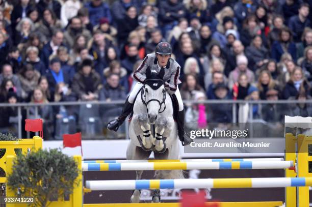 Olivier Philippaerts of Belgium on H&M Legend of Love competes during the Saut Hermes at Le Grand Palais on March 18, 2018 in Paris, France.