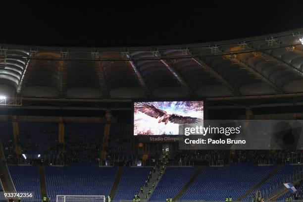 General view of the Stadio Olimpico 'Curva Nord' empty as SS Lazio fans protest against VAR 'video assistants referee' during the serie A match...